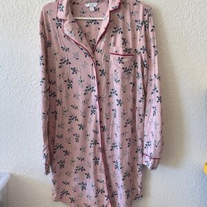 Charter Club Pink Nightshirt with Green Floral Pattern